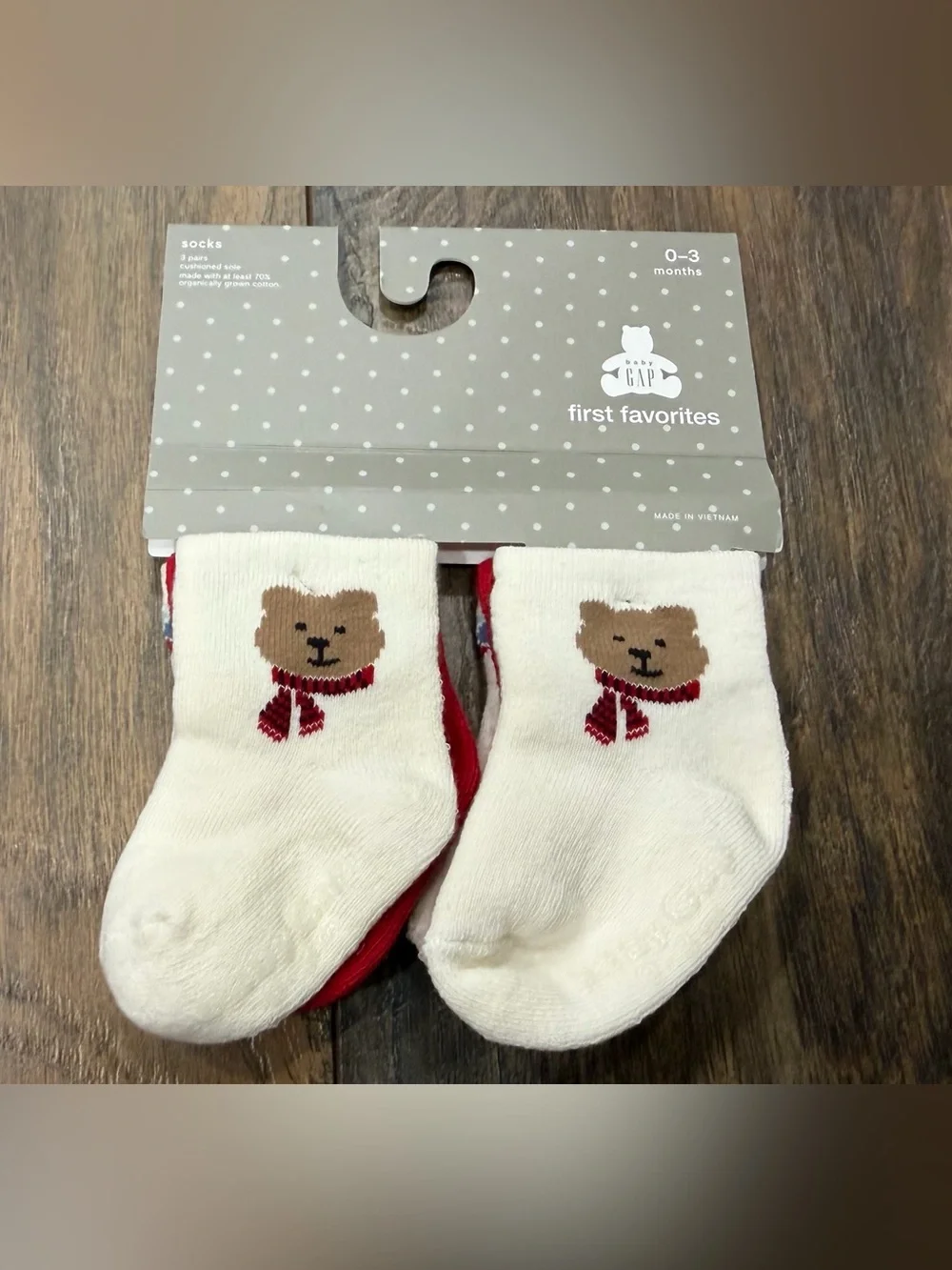 Baby Gap Brannan Bear Socks Size 0-3 Months 3-Pack Cushioned Boy Girl, NEW
